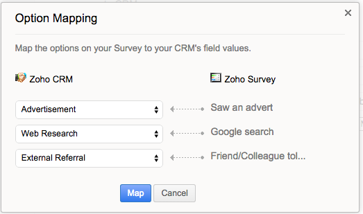 Zoho CRM Choice Mapping