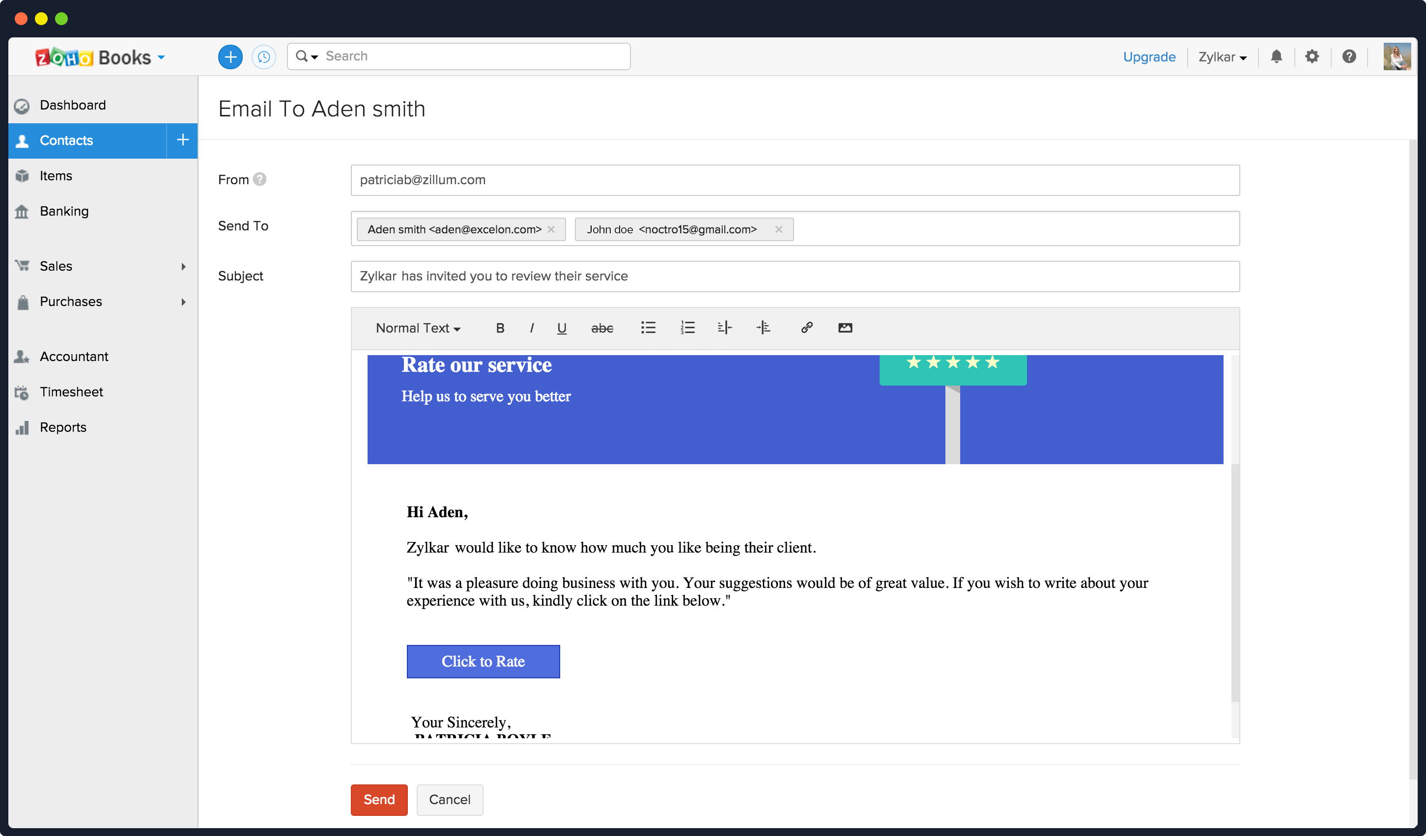 Email Invite to the portal